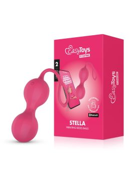 Розовые интерактивные вагинальные виброшарики Stella