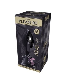 Серебристая анальная втулка Mini Metal Butt Plug Size M с розовым кристаллом
