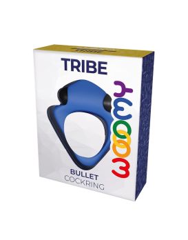 Синее эрекционное кольцо Wooomy Tribeс с вибрацией