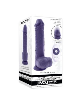 Фиолетовый вибратор на присоске с поступательными движениями Pleasure Rider - 22,2 см.