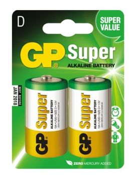 Батарейки Super LR20 алкалин в блистере GP 13A-CR2 - 2 шт.