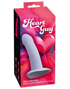 Голубой вибростимулятор на присоске Heart Guy - 17 см.