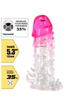 Прозрачно-розовая насадка на пенис Wilford - 13,5 см.