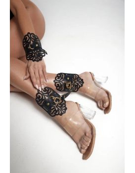 Черный фигурные оковы с золотистой фурнитурой