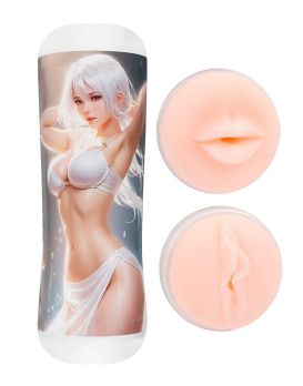 Двусторонний мастурбатор в колбе аниме - вагина и ротик