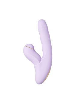 Сиреневый вибромассажер со съёмным клиторальным пульсатором DuoGlow