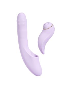 Сиреневый вибромассажер со съёмным клиторальным пульсатором DuoGlow