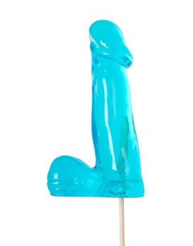 Голубой леденец в форме члена со вкусом блю кюрасао - 173 гр.