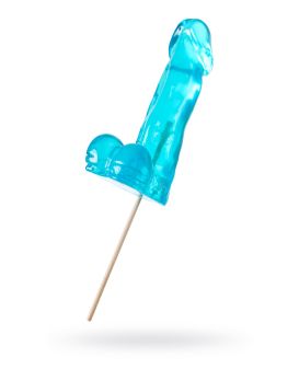 Голубой леденец в форме члена со вкусом блю кюрасао - 173 гр.