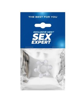 Прозрачное эластичное эрекционное кольцо с 6 шариками