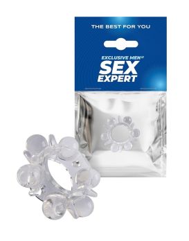 Прозрачное эрекционное кольцо с шариками и шипами