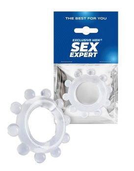 Прозрачное эрекционное кольцо со стимулирующими шариками