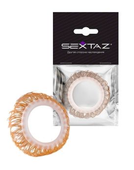Эрекционное кольцо с бежевыми «ресничками»