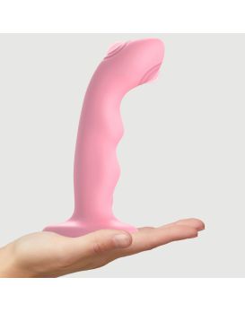 Розовая насадка-стимулятор Strap-On-Me Tapping Dildo Wave