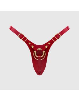 Красный пояс для фиксации насадок Strap-On-Me Leatherette Harness Fabulous