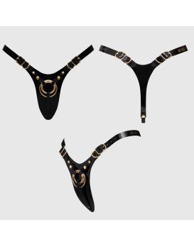 Черный пояс для фиксации насадок Strap-On-Me Leatherette Harness Fabulous