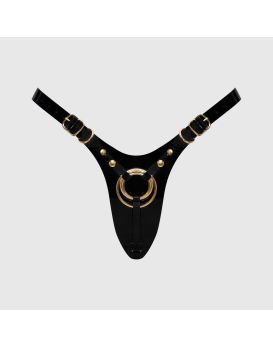 Черный пояс для фиксации насадок Strap-On-Me Leatherette Harness Fabulous