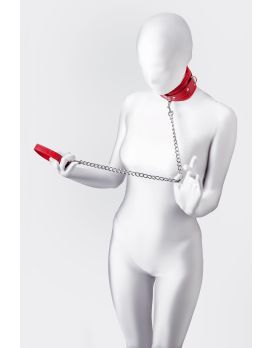 Красный ошейник с подкладкой из меха