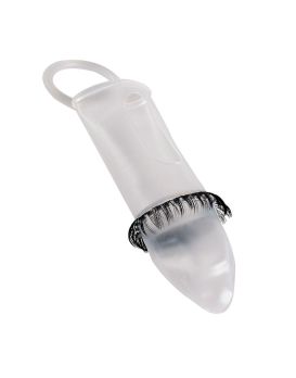 Закрытая насадка на пенис с подхватом мошонки и стимулирующими «ресничками»