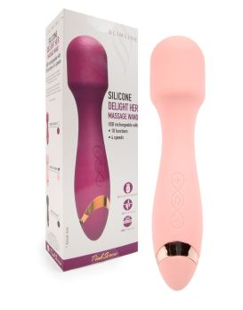 Нежно-розовый силиконовый wand-вибратор - 18,5 см.