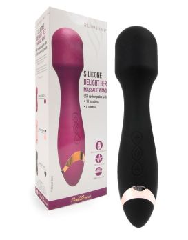 Черный силиконовый wand-вибратор - 18,5 см.