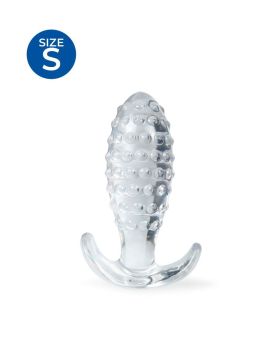 Прозрачная анальная пробка с шишечками - 6,5 см.