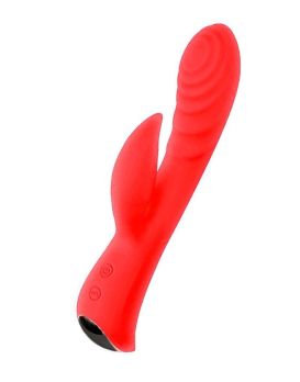 Красный перезаряжаемый вибратор-кролик - 19,1 см.