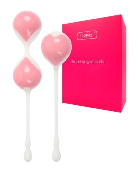 Набор розово-белых вагинальных шариков: двойные и одинарный