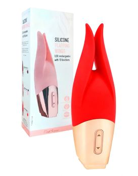 Красный мини-вибратор с раздвоенным кончиком - 12,3 см.