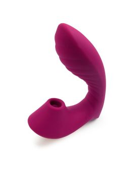 Сливовый вибромассажер с вакуумной стимуляцией клитора
