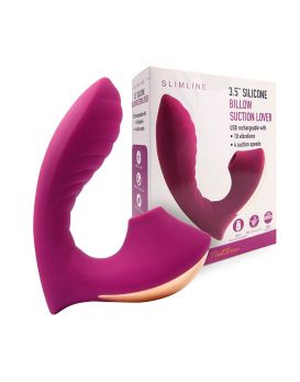 Сливовый вибромассажер с вакуумной стимуляцией клитора