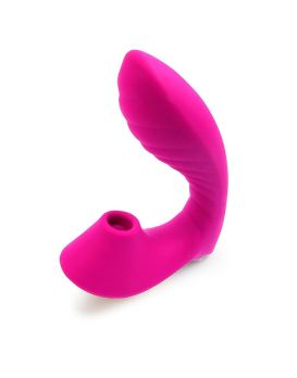 Ярко-розовый вибромассажер с вакуумной стимуляцией клитора