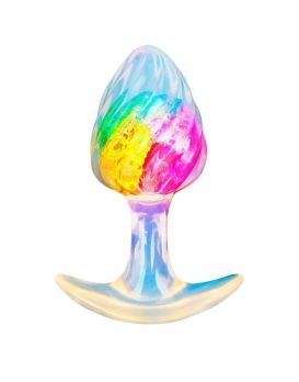 Яркая анальная пробка со спиралевидным рельефом - 9 см.