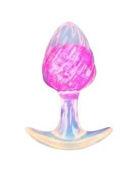 Розоватая анальная пробка со спиралевидным рельефом - 9 см.