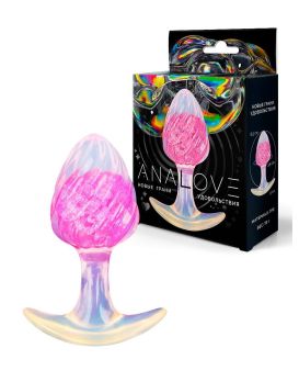 Розоватая анальная пробка со спиралевидным рельефом - 9 см.