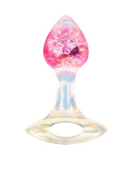 Розоватая анальная пробка с руской - 8,5 см.