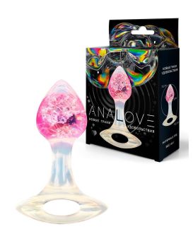 Розоватая анальная пробка с руской - 8,5 см.