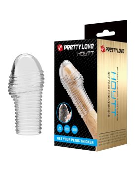 Прозрачная насадка на пенис с ребрышками Hoytt - 9 см.