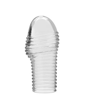 Прозрачная насадка на пенис с ребрышками Hoytt - 9 см.