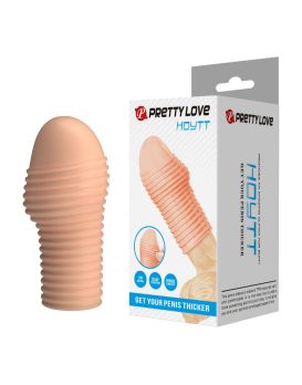 Телесная насадка на пенис с ребрышками Hoytt - 9 см.