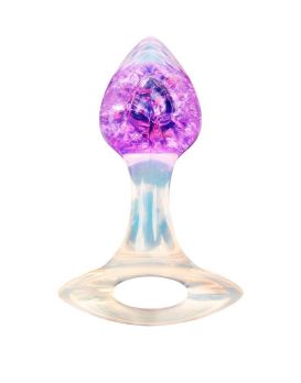 Сиреневатая анальная пробка с ручкой - 8,5 см.