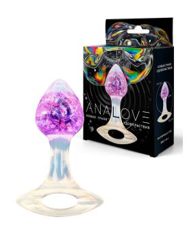 Сиреневатая анальная пробка с ручкой - 8,5 см.