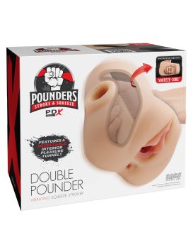 Телесный мастурбатор с вибрацией Double Pounder Vibrating Squeeze Stroker