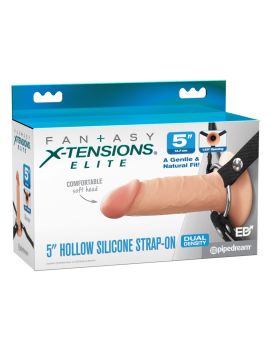 Телесный пустотелый фаллопротез 5’’ Hollow Silicone Strap-On - 14 см.