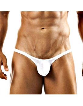 Белые заниженные мужские трусы-стринги