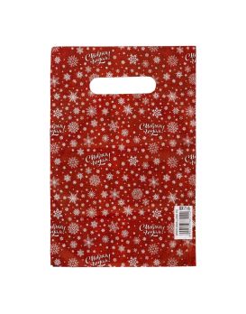 Красный подарочный новогодний пакет с вырубной ручкой (20х30 см)