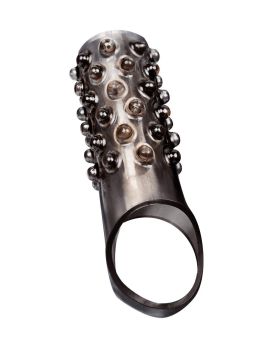 Дымчатая насадка на пенис с выпуклостями - 12 см.