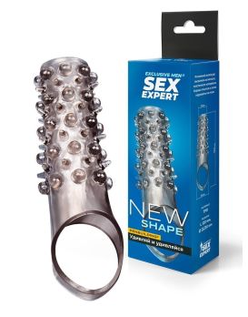 Дымчатая насадка на пенис с шипами и выпуклостями - 12 см.