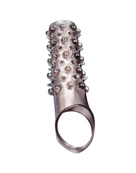 Дымчатая насадка на пенис с шипами и выпуклостями - 12 см.