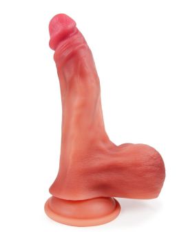 Телесный вибратор-реалистик с пультом ДУ - 23 см.